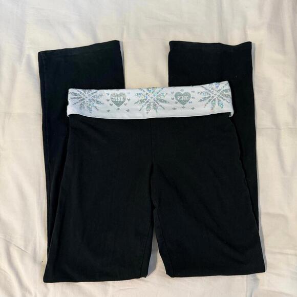 Y2K PINK Victoria's Secret Foldable Waist Flare Yoga Pants